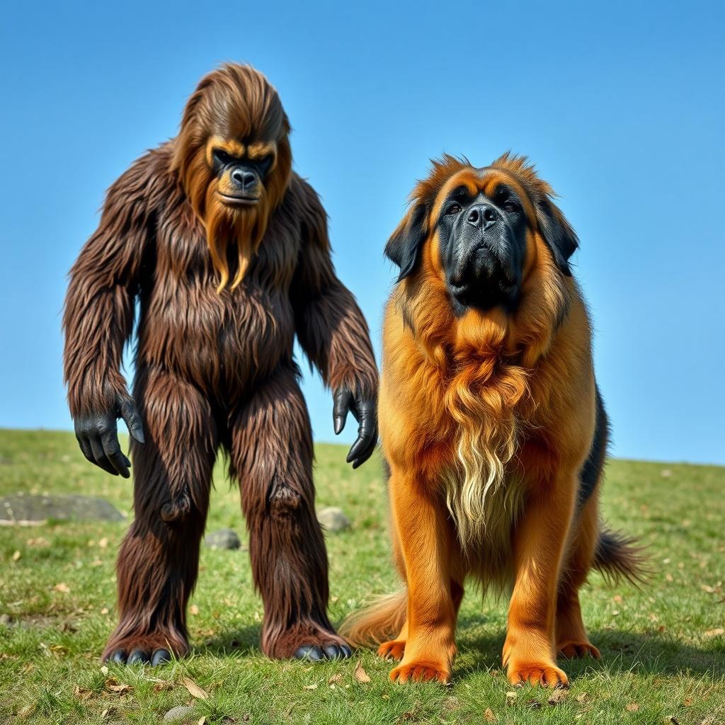 sasquatch-and-leonberger-dog-stand-side-by-side-8gdg33405t