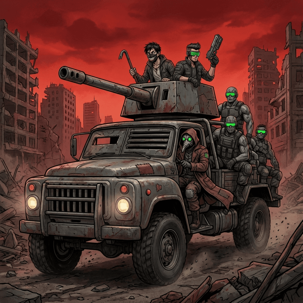 un-camion-con-un-canon-tosco-sobre-sel-recorriendo-304vg6u5y