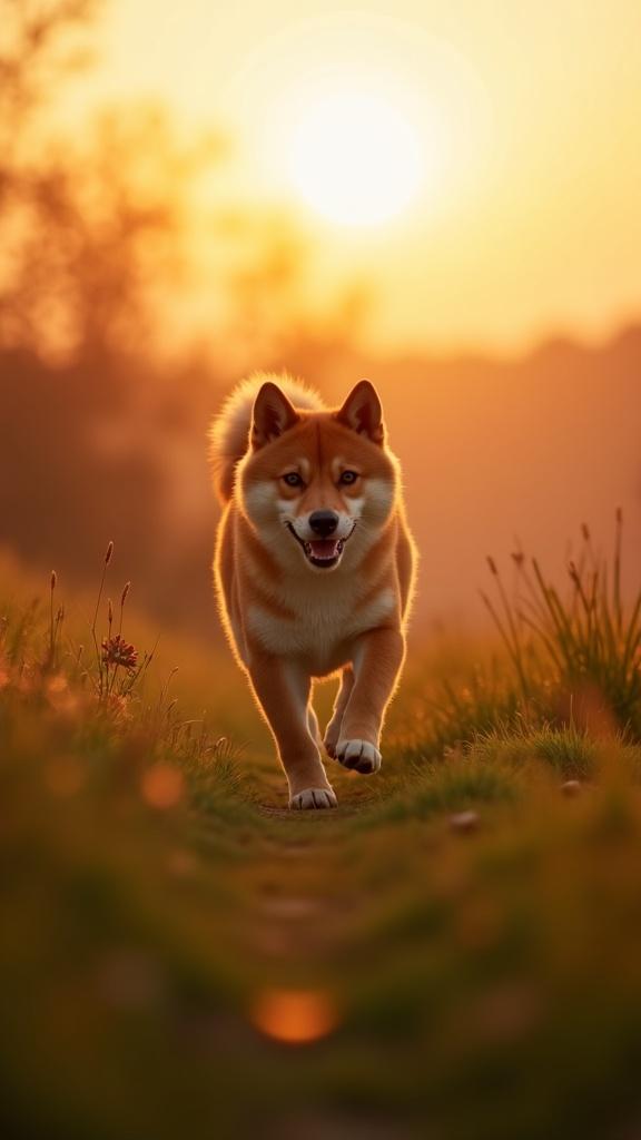 shiba-inu-walking-softly-on-grassy-hill-sunset-zbf7se6ftp