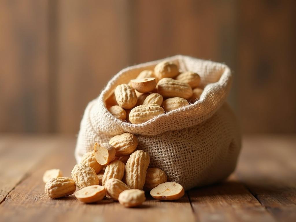 a-bag-of-peanuts-sitting-on-top-of-a-wooden-table-21l274yvev